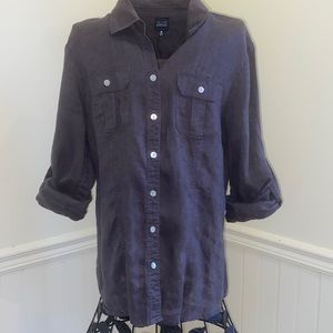 blue by Saks Fifth Avenue gray linen shirt size medium